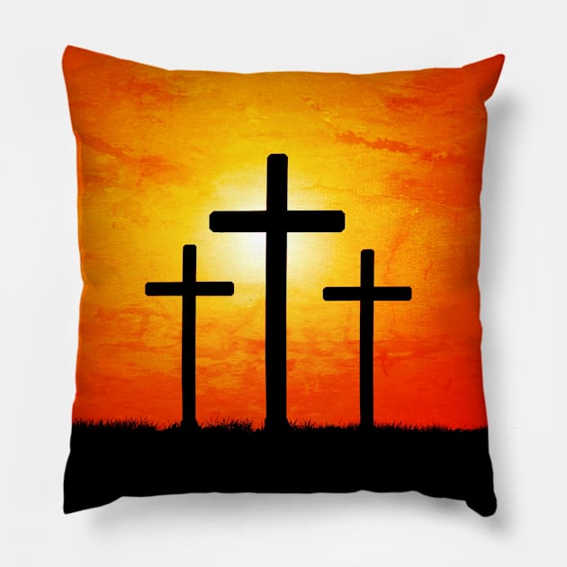 Jesus And The Thieft On A Cross - Christian Pillow by ChristianShirtsStudios