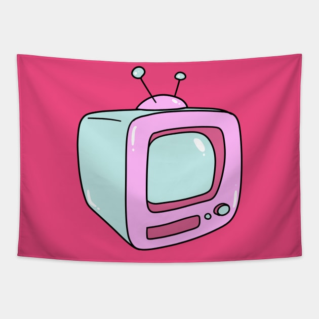 Pink Vintage TV Tapestry by saradaboru