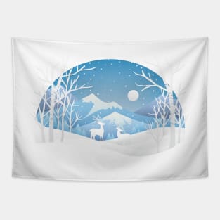 Winter Paper Cut out Scene Tapestry