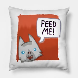 Feed Me! [Lynx Point Cat With A Red Background] Pillow