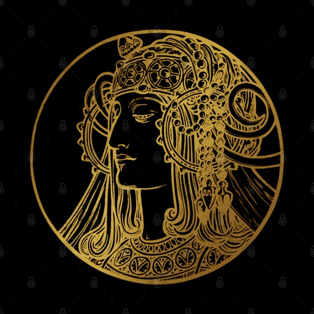 Art nouveau gold silhouette lady 5 by Allbestshirts