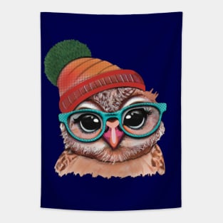 Owl Wearing Glasses Tapestry