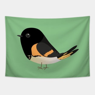 A vector illustration of a cute comic American redstart Tapestry