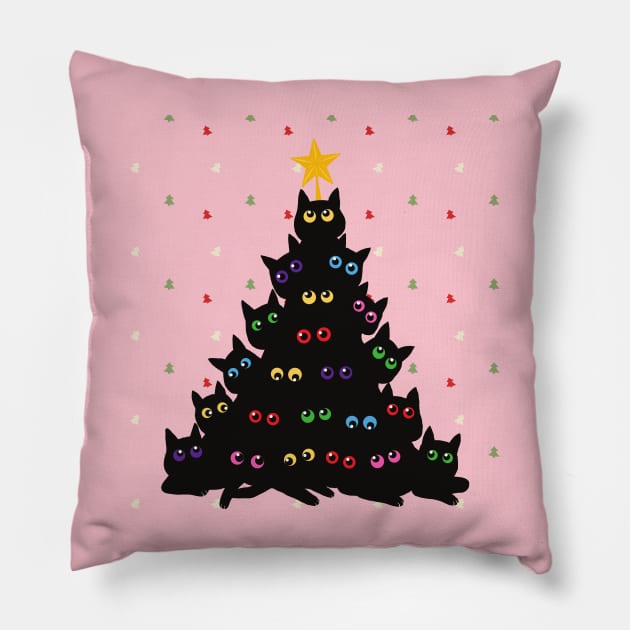 Cat Christmas Tree Pillow by Bro Aesthetics