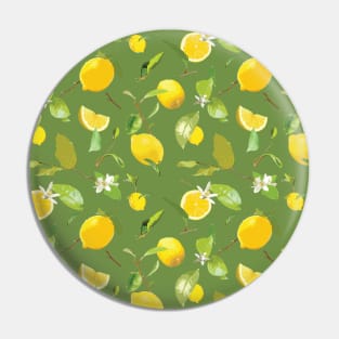 Watercolor Lemon & Leaves 4 Pin