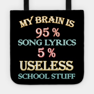 My Brain is 95 % Song  Lyrics 5 % Useless School Stuff Tote