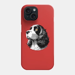 Stunning and Cool English Cocker Spaniel Monochrome and Gold Portrait for Father's Day Phone Case