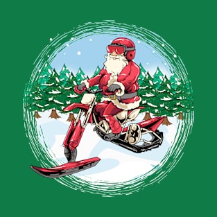 Santa Claus Snowbike Snowmobile Motorcycle Biker Christmas T-Shirt