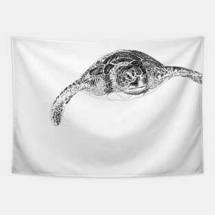 Turtle draw with scribble art style Tapestry