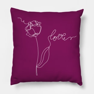 One line art white flower Pillow