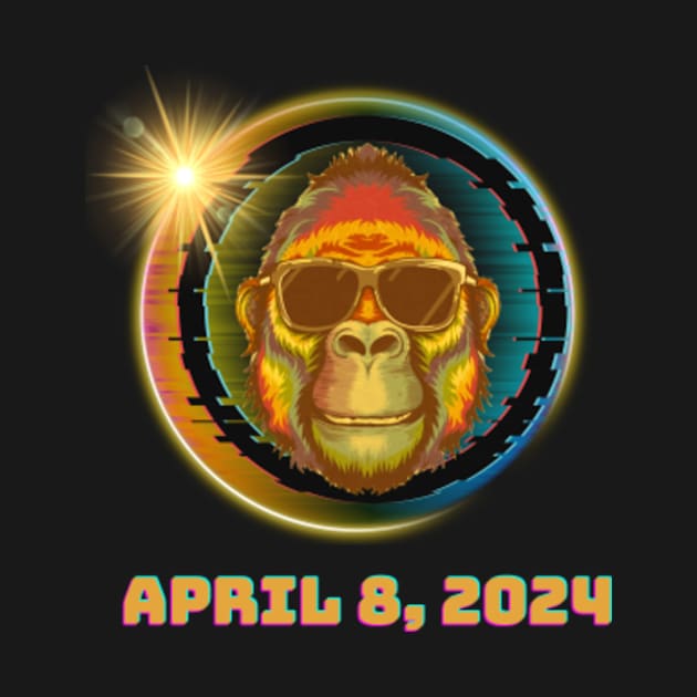 Solar Eclipse TShirt 2024 monkey Wearing Solar Eclipse Glasses by Albi