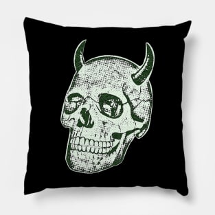 Horned Skull In Green Pillow