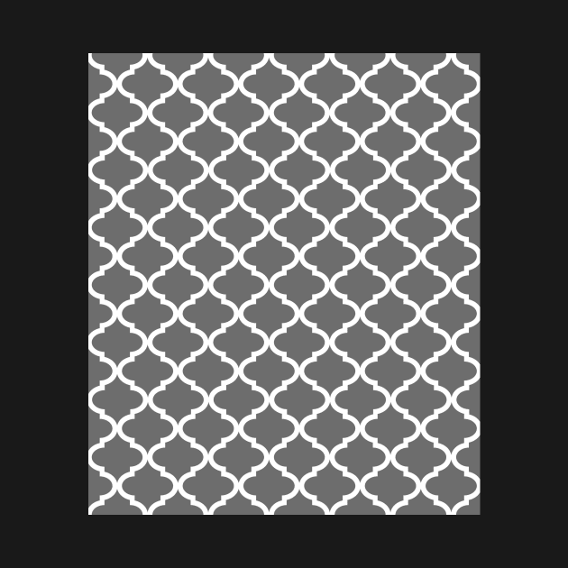 Charcoal Grey and White Quatrefoil Pattern by dreamingmind