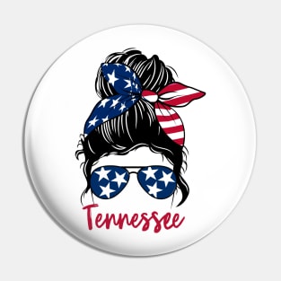 Tennessee girl Messy bun , American Girl , Tennessee Flag Pin