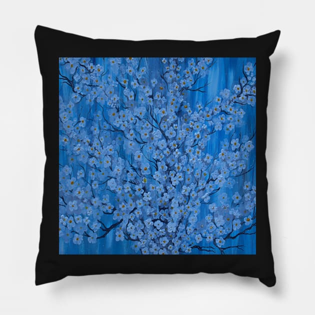 White Flowers on Teal Background Beautiful Print of an Original Art Piece by Artist Pillow by tamdevo1