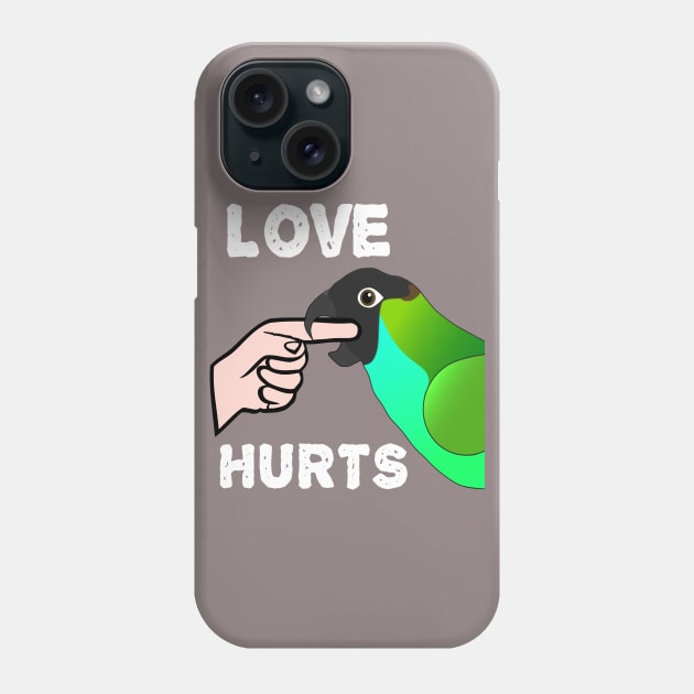 Love Hurts Nanday Conure Parrot Biting Phone Case by Einstein Parrot