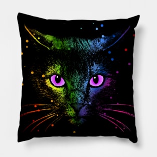 Rainbow drop Cat Face Pillow