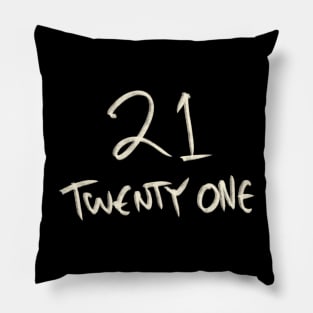 Hand Drawn Letter Number 21 Twenty One Pillow