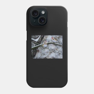 Goldfinches in the snow Phone Case