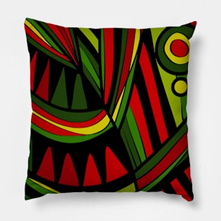 Mazipoodles New Fish Head Leaves Jazz Funk Red Green Black Pillow