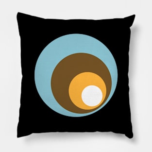 Retro Circles Blue Brown Yellow White Pillow