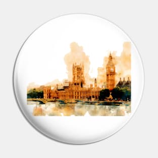 London Big Ben cityscape watercolor painting Pin