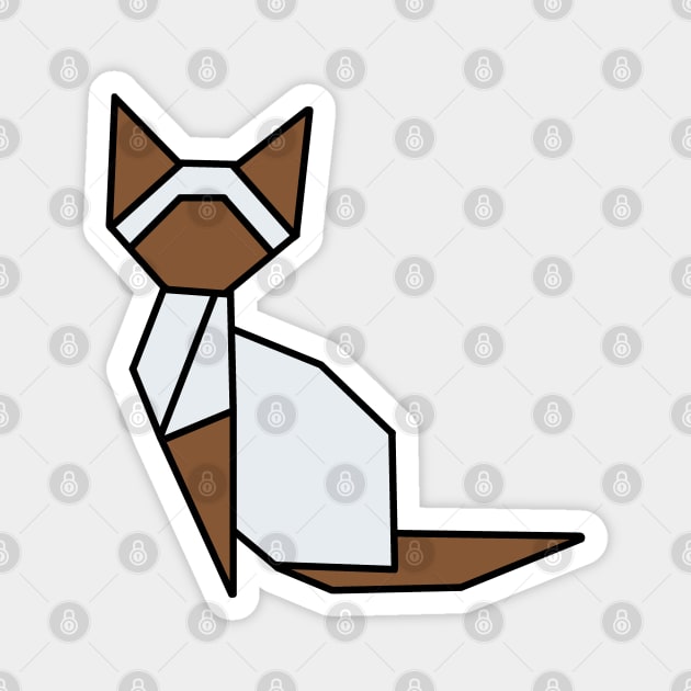 Origami Cat Brown and White Magnet by Numerica