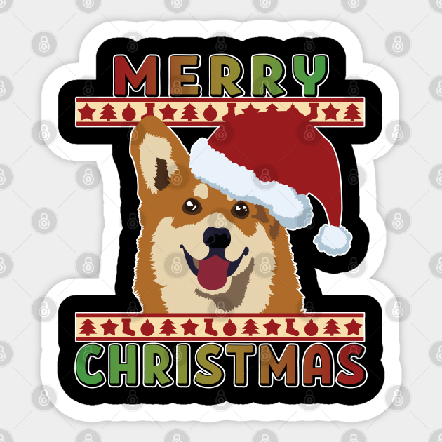 Corgmas Funny Corgi Christmas Dog Santa Hat Merry Christmas Gift For Men Women Kids Funny Christmas Dog Santa Sticker Teepublic