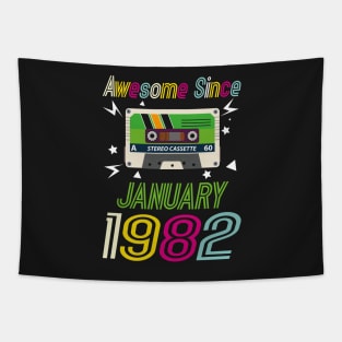 Funny Birthday Quote, Awesome Since January 1982, Retro Birthday Tapestry