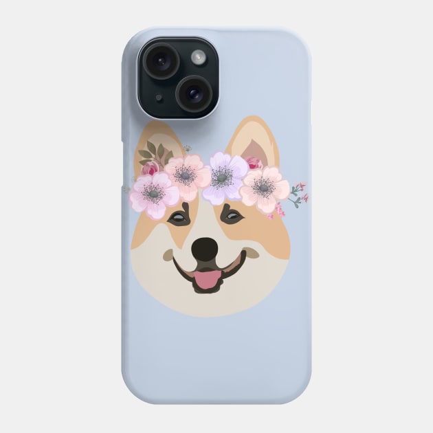 Cute Corgi with crown of flowers Phone Case by X-TrashPanda