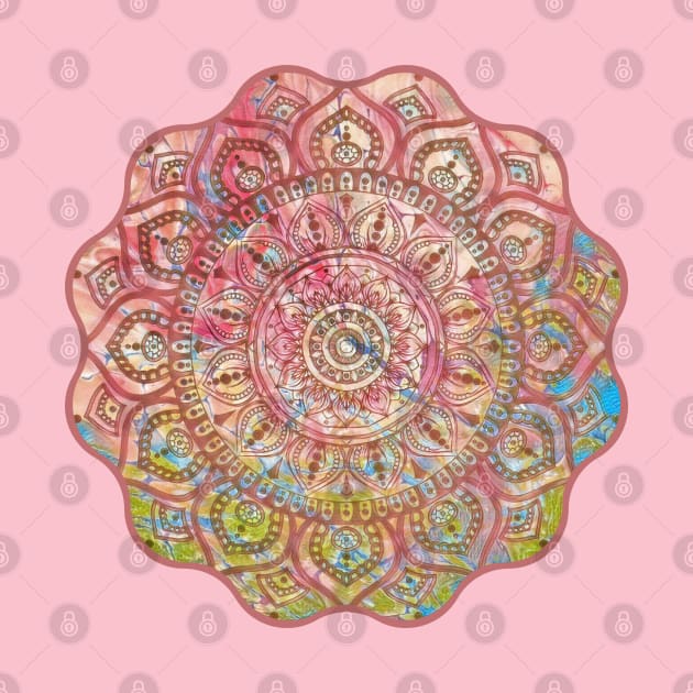 Digital Fluid Art Design - Flip Cup Technique - Pink Mandala by AussieMumaArt