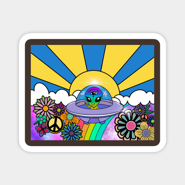 Kawaii flower power alien Magnet by RobotUnicorn333