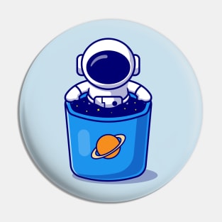 Cute Astronaut In Space Mug Cartoon Pin