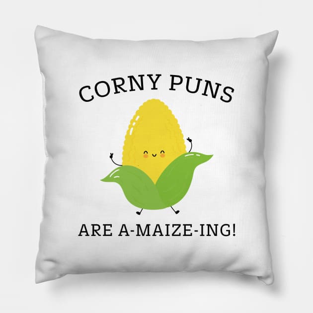 Corny Puns Pillow by LuckyFoxDesigns