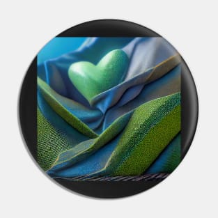 suede textured pattern, green heart Pin