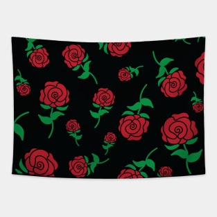 Red Rose Hand Drawn Roses Pattern Tapestry