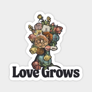 Love Grows Vintage Flower Vase Magnet