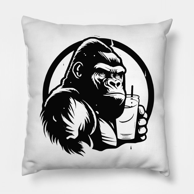 Protein Gym Shake Funny Gorilla Boost Strength Limits Pillow by Kibo2020