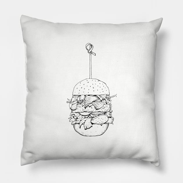 Hamburger Illustration Pillow by Exosam