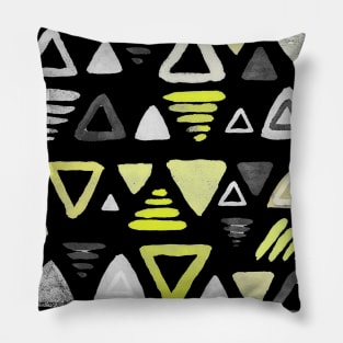 Summer Yellow Triangles on Grey Pillow