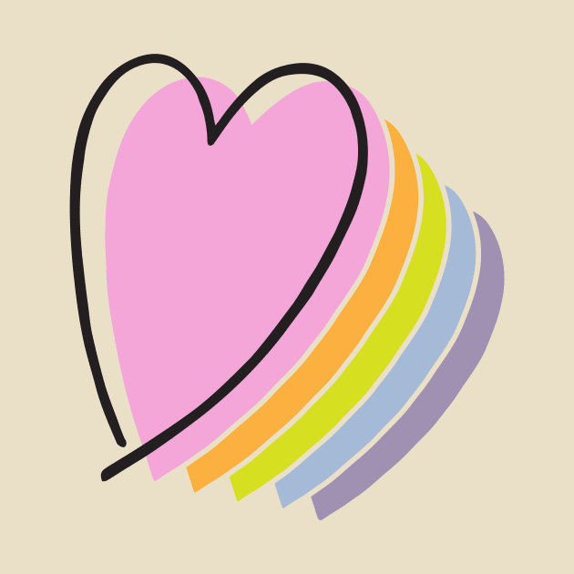 pastel rainbow heart design line art heart by B*Shoppe