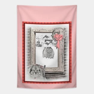 Keeshond Christmas Winter Window Tapestry