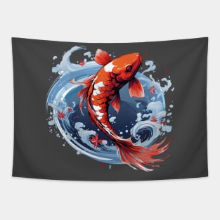 Koi Carp Fish in Orange Tapestry