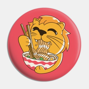 Cute Cartoon Lion Eating Ramen Pin