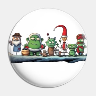 Christmas Cartoon Monsters Pin