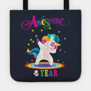 4th Birthday Unicorn Tote