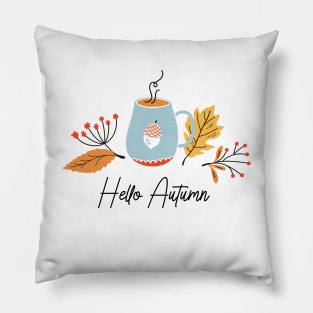 Autumn composition with hand drawn botanical elements Pillow
