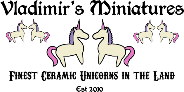 Vladimir’s Miniature Ceramic Unicorns - Tangled Kids T-Shirt by Meggie Mouse