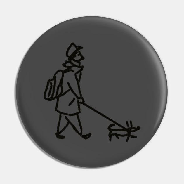 man and dog walking. simple hand drawn sketch. illustration by black liner Pin by barbasantara