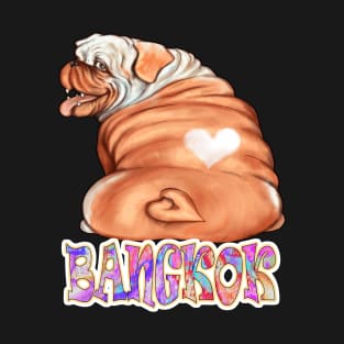 Bangkok Gift, Comfy Gift for Dog Lovers, Perfect Bulldog Owners gifts, heart shaped patched of fur, for men, women, children, T-Shirt